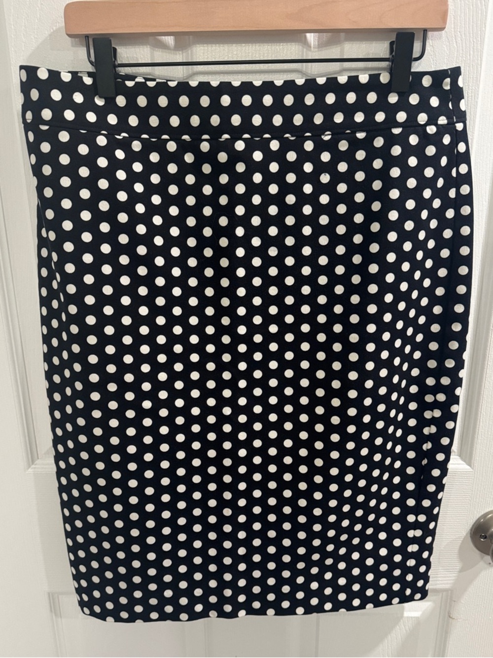 LOFT Black Pencil Skirt with White Polka Dots